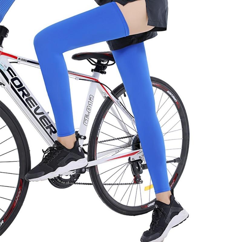 Summer Comfortable Leg Guard Solid Color Breathable Ice Silk Leg Cover Fishing Leg Sleeve Anti-UV Cool Outdoor Sports Leggings