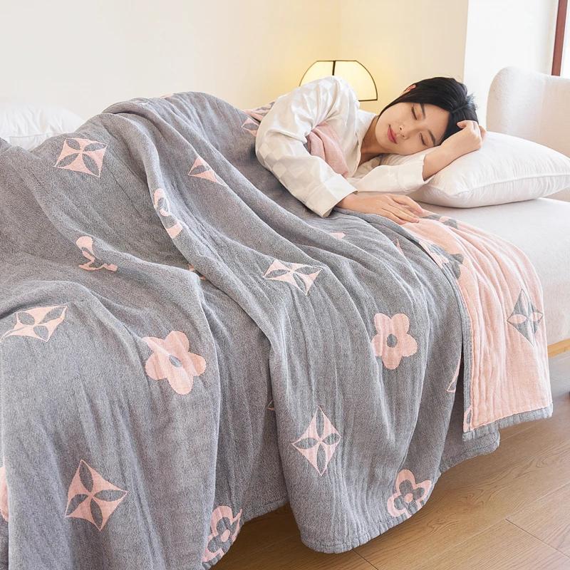 

Летнее одеяло из 100% хлопковой марли, дышащее покрывало, жаккардовый плед, легкая кровать, одеяла и покрывала, не садятся 180x200