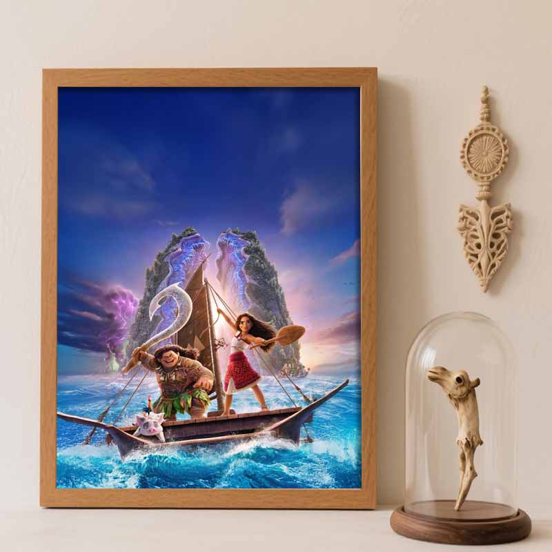 Disney Moana Diamantmalerei Set 5D DIY, geeignet für Anfänger und Bastelliebhaber, Dekoration für den Wohnraum Round 30x40cm brown