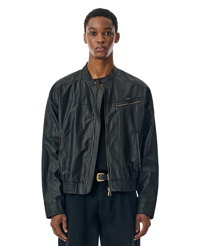 Secondmono Coated Nylon Zip Jacket [Black]_Sejk034Black