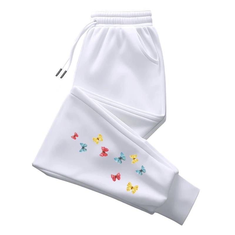 Cute Butterfly Print Sweatpants Woman Four Season Daily Casual Sporty Jogger Pants Home Outdoor Comfort Breathable Trousers