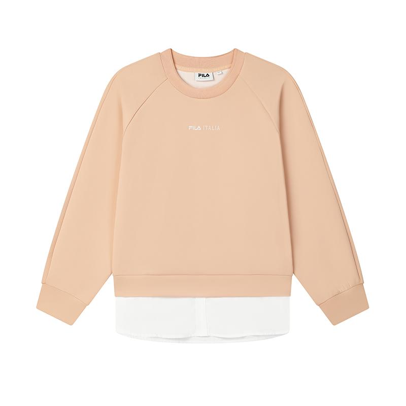 

New FILA Knit Fabric Sweatshirts Women s Light Gray Orange F11W514204FOR 165/84A/M