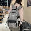 Schoolbag1011 new corrugated plaid backpack niche design sense versatile student schoolbag large capacity casual backpack