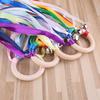 Rainbow Natural Wooden Ribbon Newborn Sensory Bell Toy Shower Gifts Dancing Prop