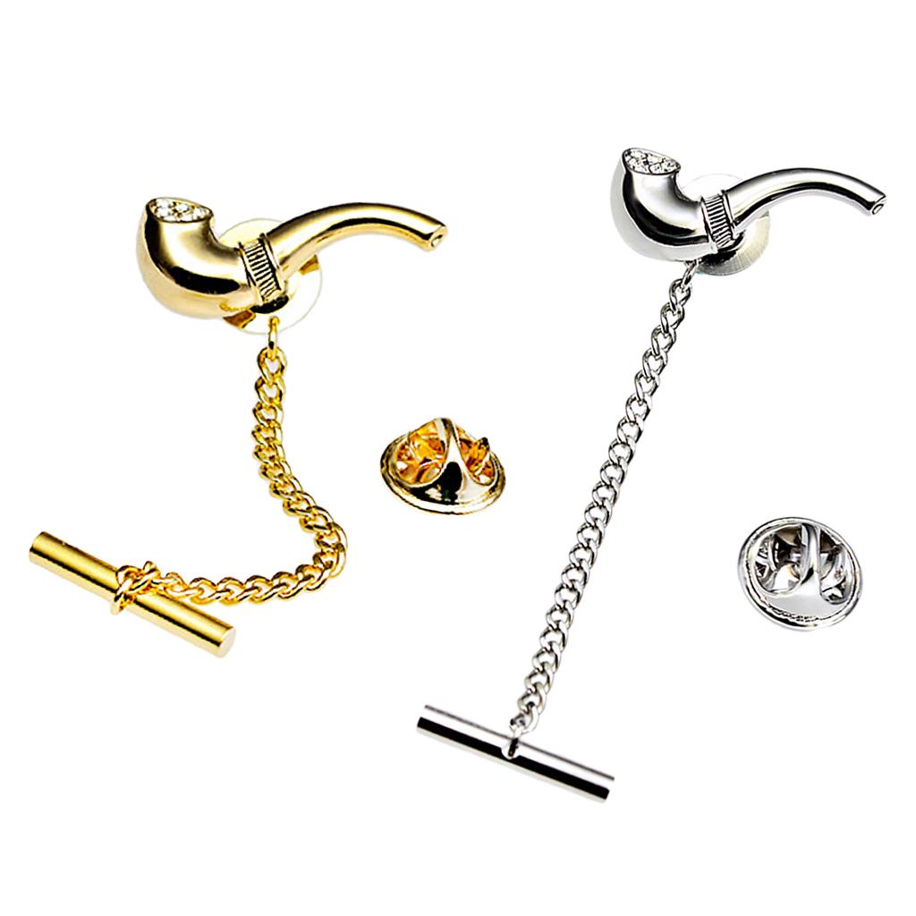 Mens Smoking Pipe Shape Tie Tack Clip for Wedding Business Formal