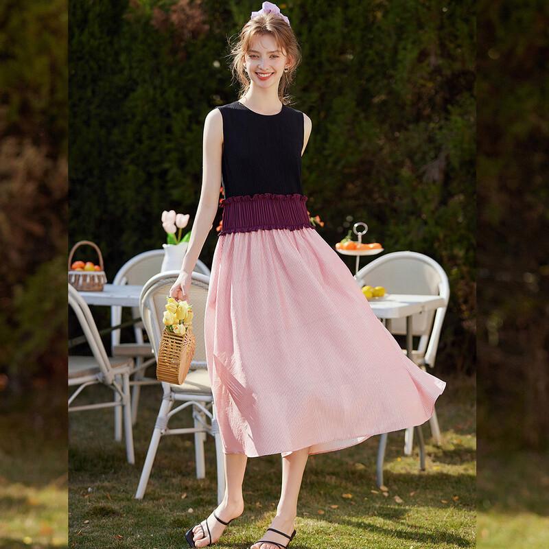Bailuyu Elegant Color Block Sleeveless Maxi Dress