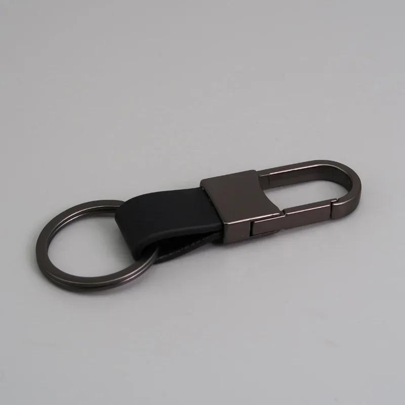 Custom Logo Name Simplicity Matte Finish Metal Leather Keychain with Laser Engraved Keyring Key Ring Chains Creative for Gif