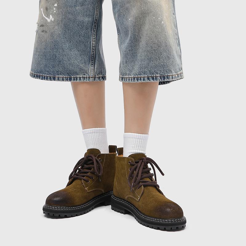 Fashion Genuine Leather Boots Luxury Designer Style Work and Fashion Party Trendy Youth 38-46 Outdoor Street Classic Lace-up Hot