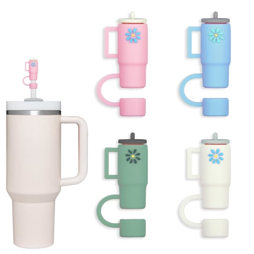 

Stanley 4-Pack 10mm Straw Cover Caps for 30 & 40 oz Tumblers, Cute Silicone Straw Covers, Straw Protectors, Cup-Shaped Soft Silicone Straw Lids for 10