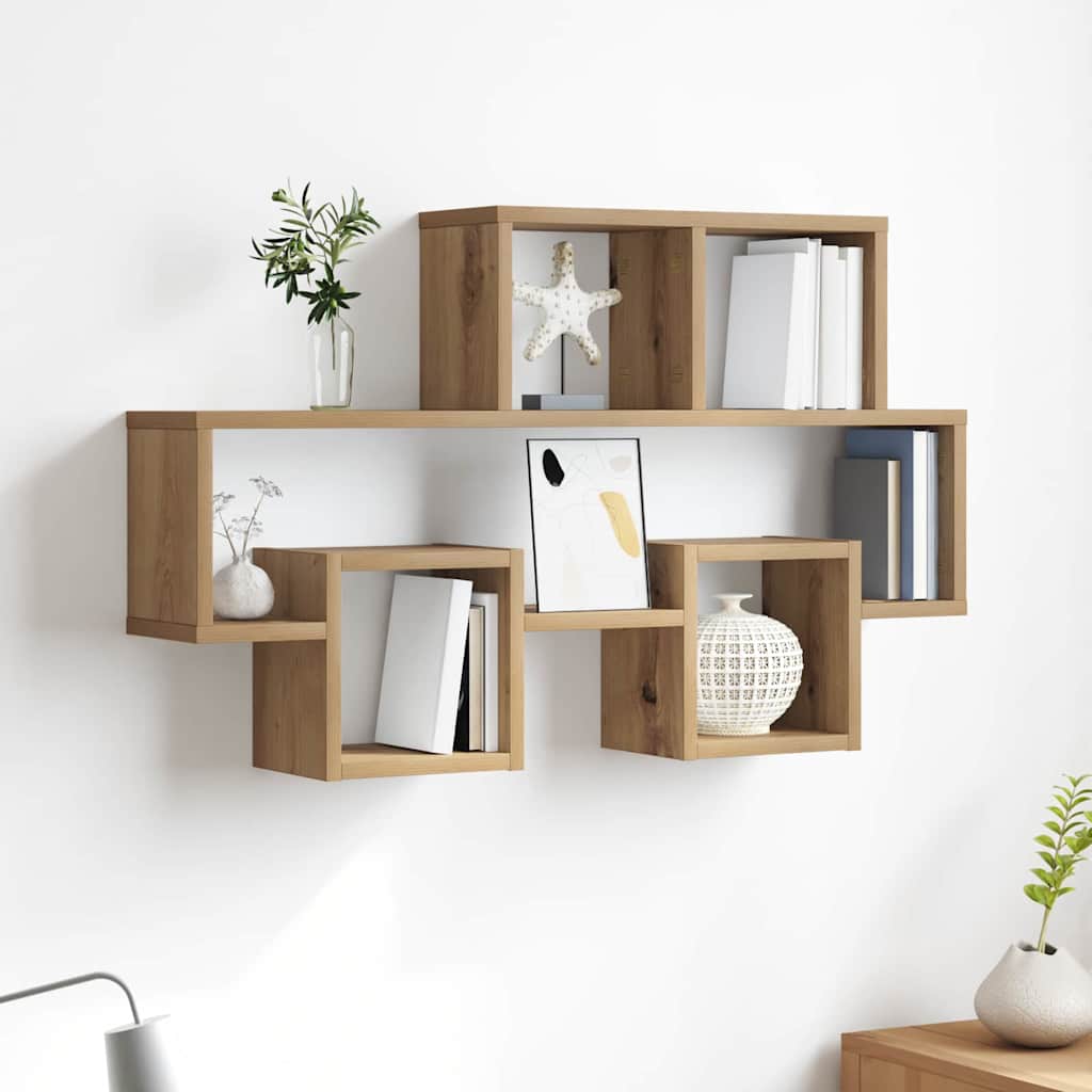 Wall Shelf with Shelf Artisan Oak 82 X 15 X 51 Cm Wood Based Material