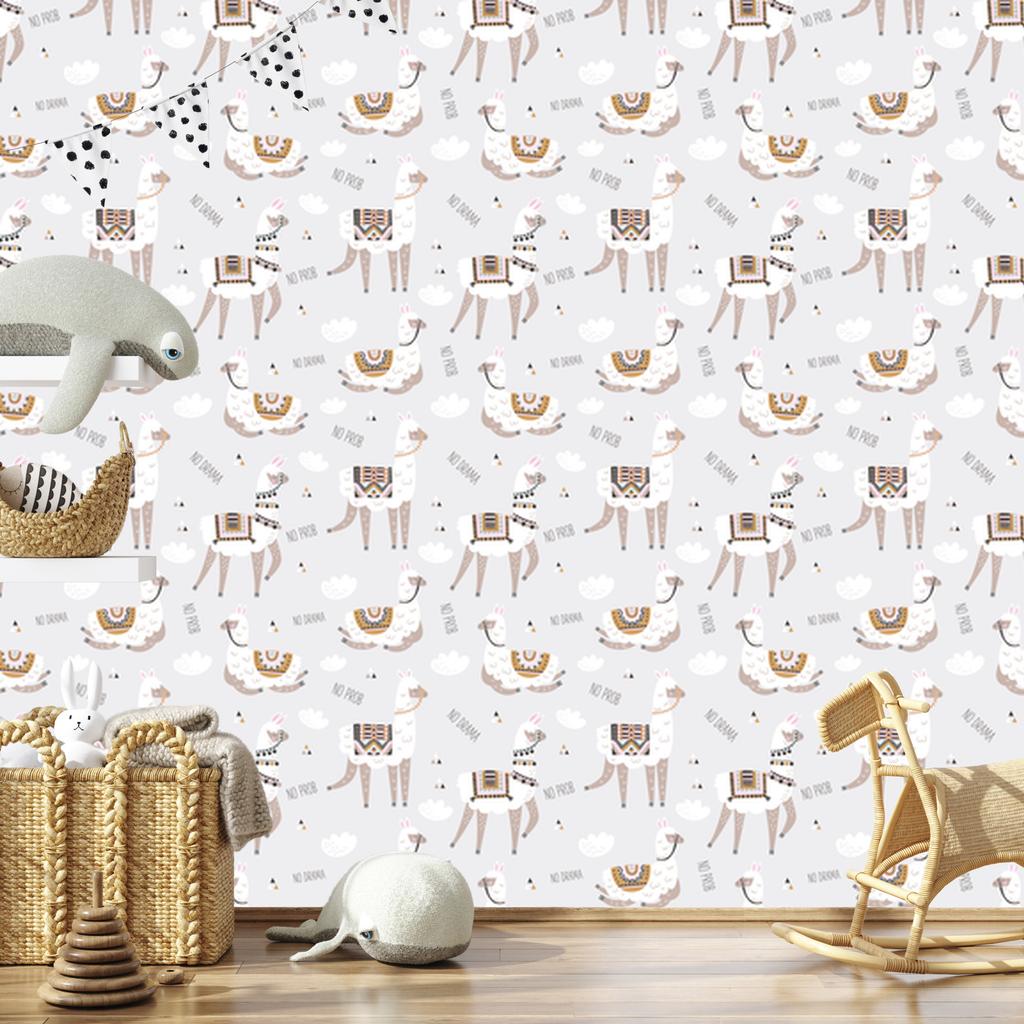Llama Animals and Clouds Wallpaper for Living Room and Bedroom 50x1000