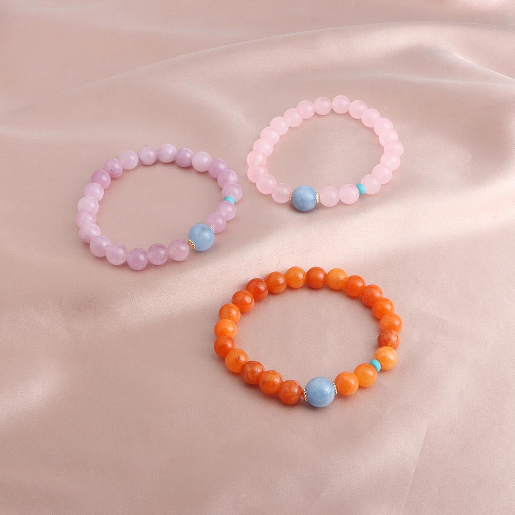 Bracelet Natural Stone Purple Lithium Sunstone Powder Crystal Bracelet Single Ring Bracelet Versatile Guochao Fashion