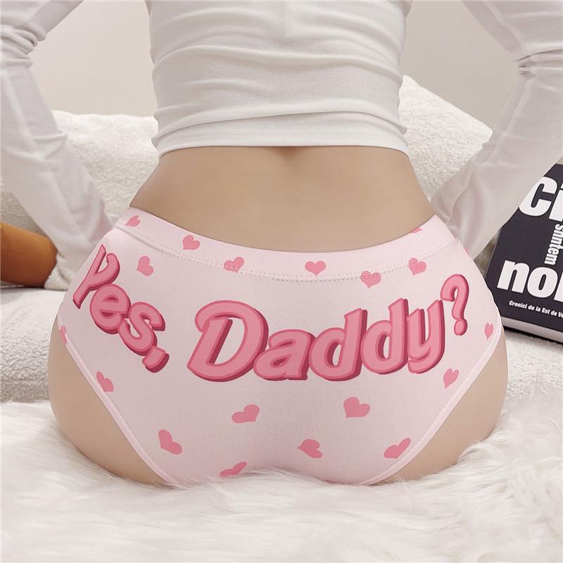 DeanFire Kawaii 3D Panties Women Underwear Yes Daddy Hearts Funny Print Push Up Briefs Lingerie Thong