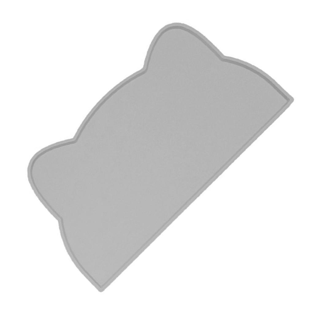 Cat Bowl Mat 17.3in Long 9.8in Wide Soft Anti Slip Silicone Spill Proof Pet Food Pad for Home Indoor Floor Gray