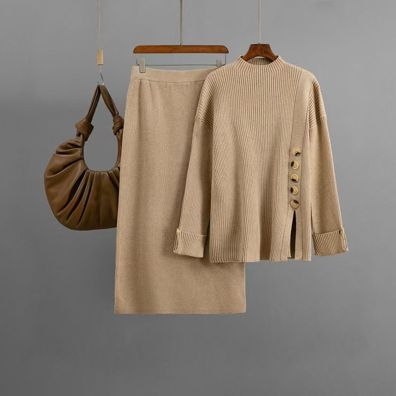Fashion New Knitwear Skirt Suit Knitted Sweater and Skirt Suit Set