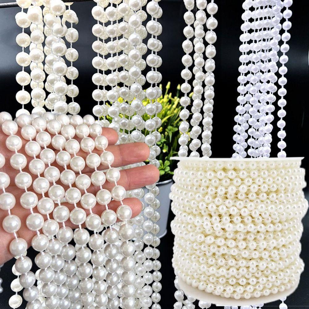 Multifunctional 5m Pearl Bead String 4/5/6/8/10mm Round Imitation Pearls Chain Fishing Line Pearl Garland Decor Party Decoration