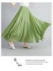 2024 Japan & Korea Loose Cotton-Linen Elastic Waist Midi Skirt – Solid Color A-line Swing Skirt