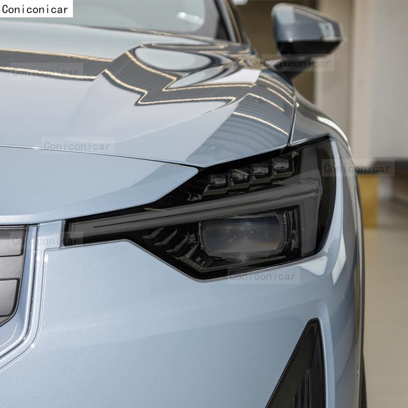 Für Polestar 2 2021-2024 2023 Auto Scheinwerfer Schwarz TPU Schutzfolie Frontlicht Tönung Farbwechsel Aufkleber Zubehör