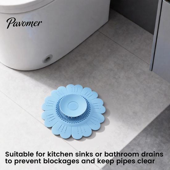 Bionic Sunflower Strainer Silicone Floor Drain Mat, Petal Design Anti-Clog Sink Anti Odor Filter Hair Filter, Odor-Proof Drainage Protector