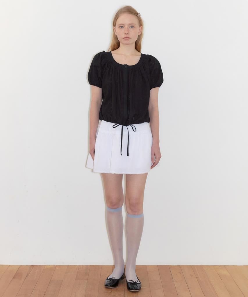 SINOON Shirring Half Blouse (Black)