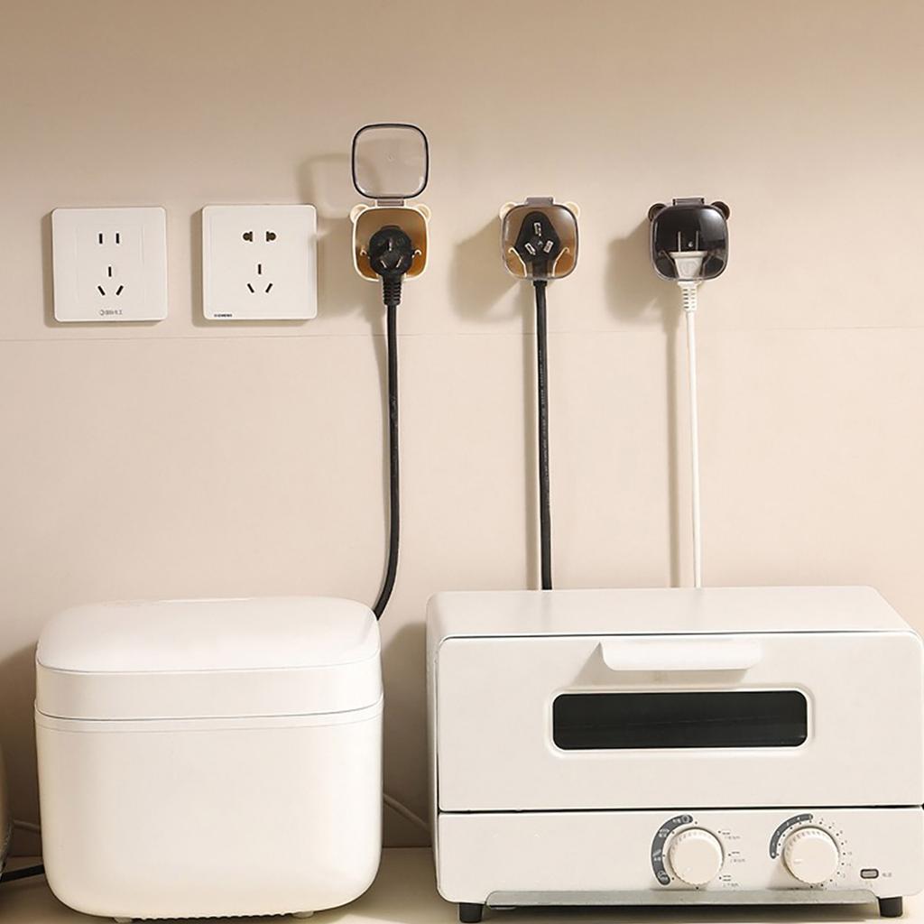 2Pcs Bathroom Splash Proof Plug Holder Wall Mounted Plug Storage Rack with Dust Cover Kitchen Power Socket Organizer