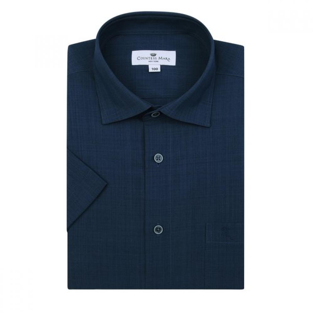 Countess Mara Men Linen Like Slub Navy Regular Fit Short Sleeve Shirt Cdcz2c6401 95