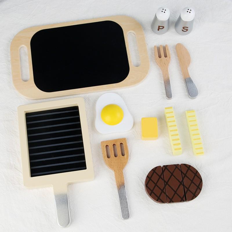 Wooden Kids' Role-Play Steak Cutting Kitchen Toy Set