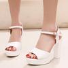 Summer Leather Fish Mouth Women'S High Heel Shoes Dress Sandals Female Woman Sandals Platform