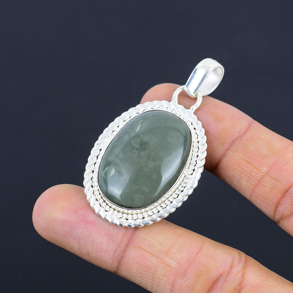 Natural Polychrome Jasper Gemstone Pendant 925 Sterling Silver Jewelry For Women