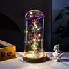 Gold Foil Rose with Glass Cover and Solid Wood Base - Creative Gift for Valentine's, Christmas, and Birthdays