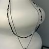 S SY [SET] HANDMADE GLASS BEADS & SILVER BALL LAYEring necklace