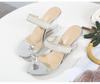 2023 Pearl Slope Heel New Sexy Crystal Transparent High Heels Glass Rhinestone Slope Heel Sandals Female LFD