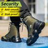 2026 Safety Shoes Men Boots High Top Work Sneakers Steel Toe Cap Anti-smash Puncture-Proof Work Boots Indestructible Shoes Male