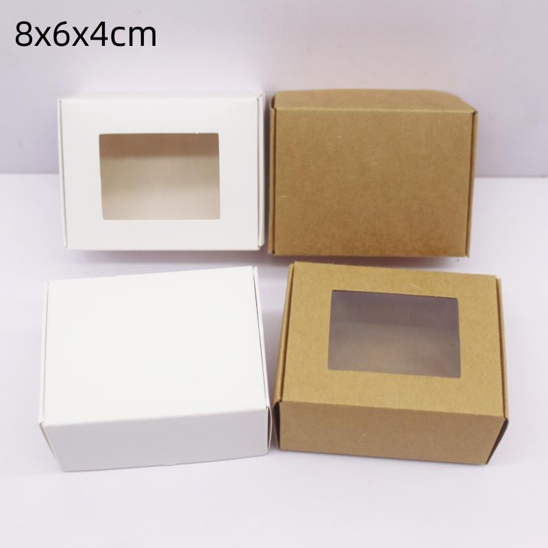 10 pcs various sizes of white/kraft paper boxes, used for holiday gift candy packaging, jewelry packaging