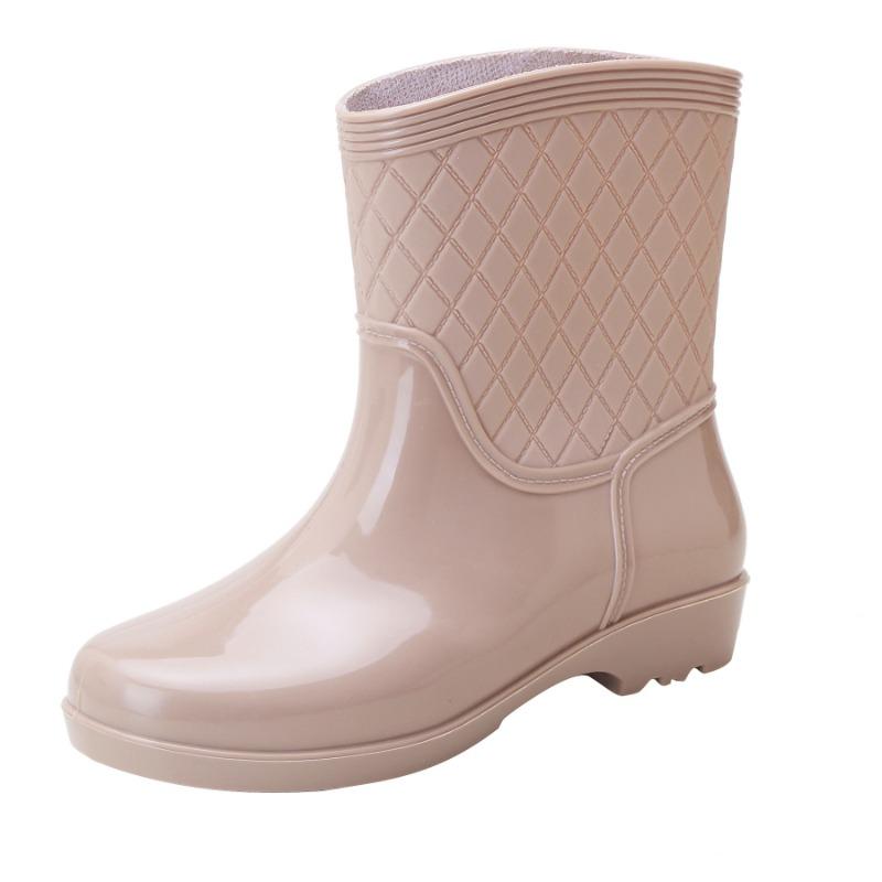 Short Waterproof Shoes Fleece Cotton Rain Shoes Rain Boots Women's Household Laundry Work Rubber Shoes Fashion Warm Winter Non-slip Shoes