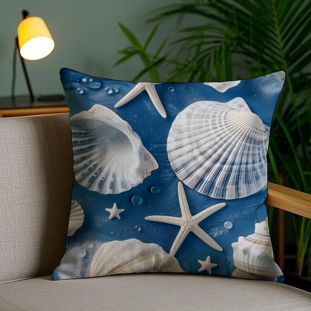 Ocean Animals Cushion Cover Soft Short Plush Double-Sided Printing Home Decor Machine Washable Pillow Case Gift