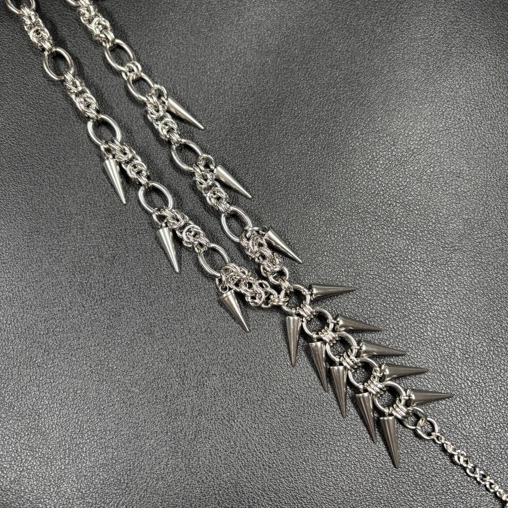 Punk Grunge Rock Rivet Long Pendant Chain Cool Fashion Handmade Geometric Necklace Goth Charm Jewelry Hip Hop Accessories