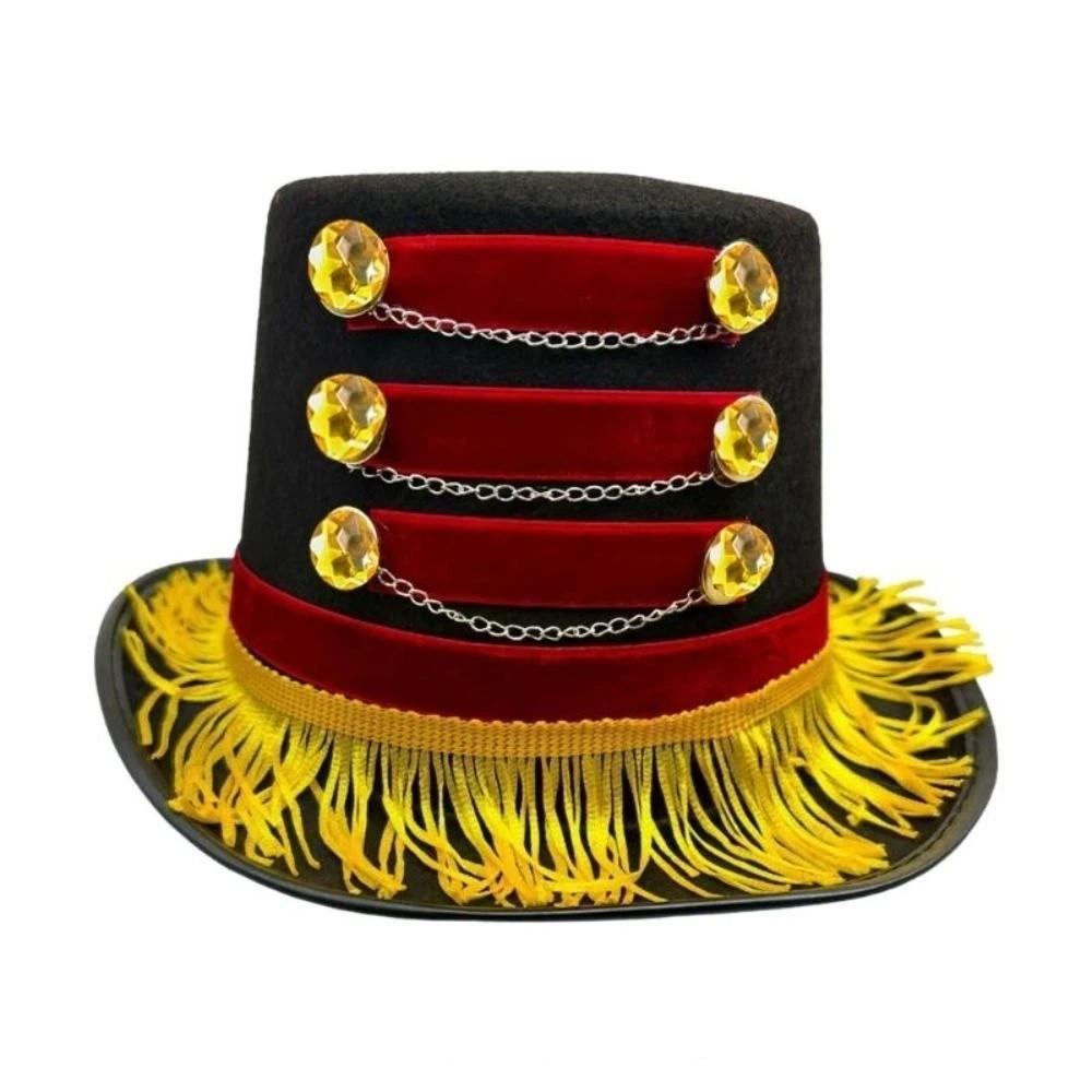 Gold Fringe Vintage Fascinator Hats Tasseled Design Ringmaster Top Hat  Stage Performances