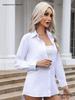 Women's White Chiffon BF Style Loose Mid-Length Long Sleeve Shirt