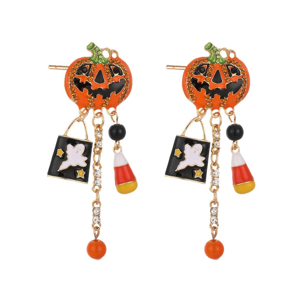 Halloween Pumpkin Stunning Ghost Earrings With Elegant Tassels And Sparkling Zircon Women For