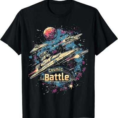 T-shirt Cosmique Bataille Espace Guerre Cool Vaisseau Spatial Interstellaire