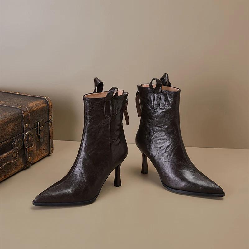 Design Pointed Toe Women Ankle Boots Autumn Winter Thin Heels Shoes Fashion Short Booties Zapatos De Mujer