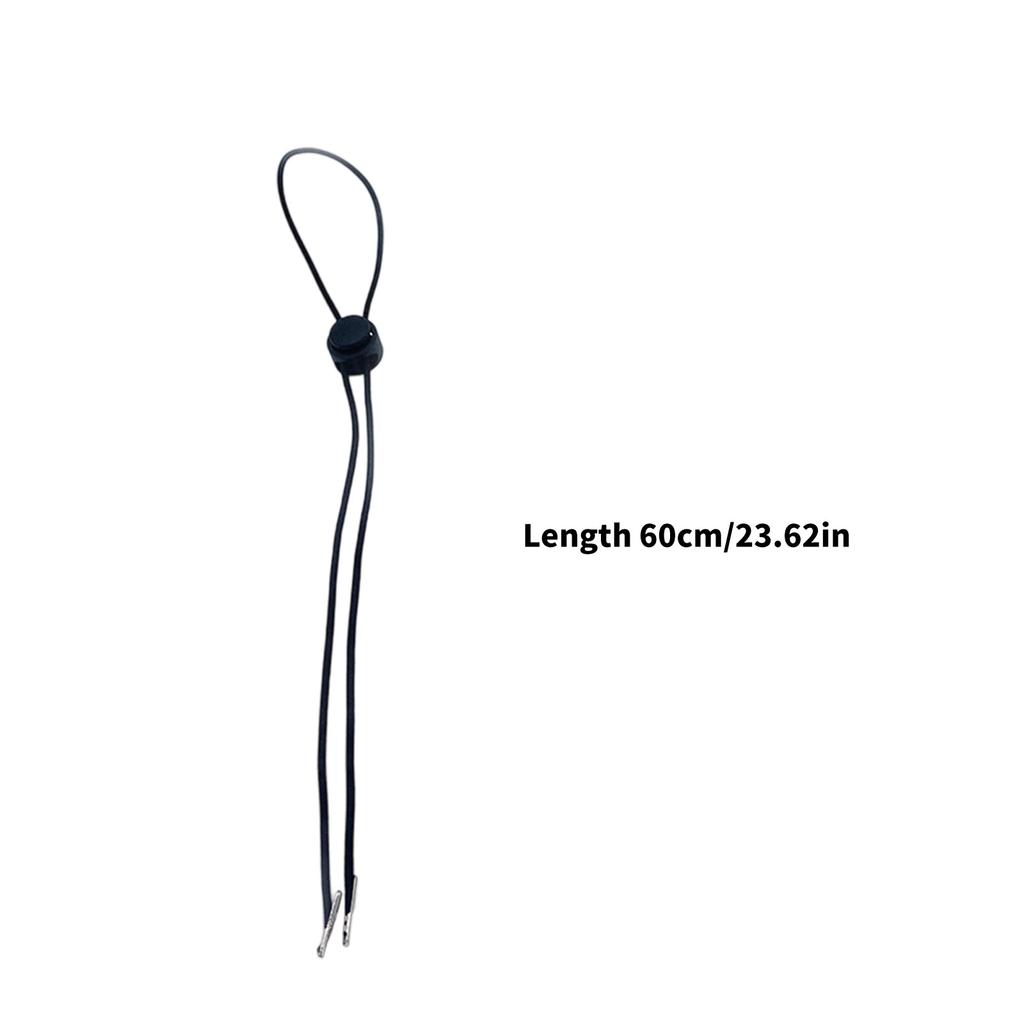 Pack Of 10 Black Elastic Hat Chin Cords Adjustable Removable Strap With Spring Lock For Secure Fit