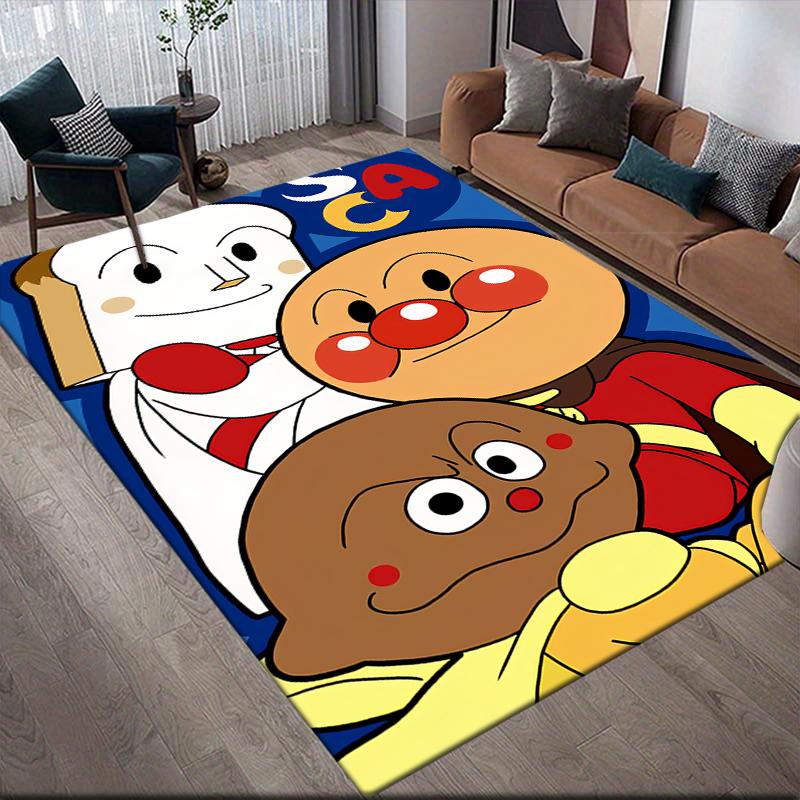 Anpanman Family Square Area Rug, Non-Slip Floor Mat for Bedroom, Perfect Gift for Anpanman Fans