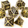 7 Pcs Black Golden Skull Metal Dice Solid Metal Polyhedral Dice Set Suitable for Role-Playing RPG Board Game Card Game