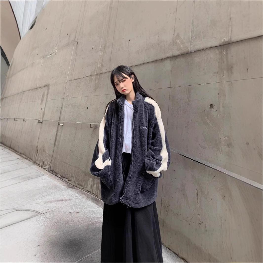 

Women s Mid-Length Fleece-Lined Lambswool Coat - Korean Style Warm Outerwear Large