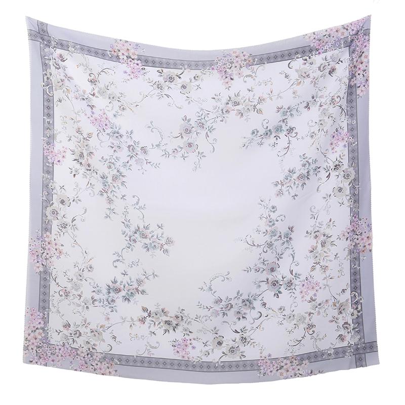 Novo Lenço Quadrado Hijab Estampado Floral de 110cm Cobertura de Cabeça de Verão Respirável para Mulheres Muçulmanas Xale da Moda Cachecóis Faixa de Cabeça