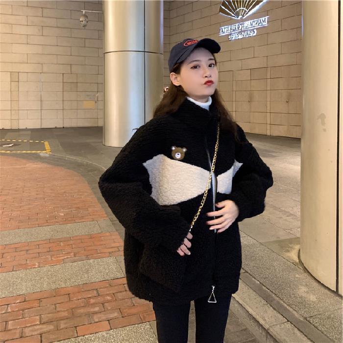 Herbst und Winter Neuer großer, lockerer Plüschjackenmantel