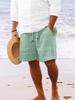 Men's Striped Cotton Linen Beach Shorts with Multi-Pocket and Drawstring