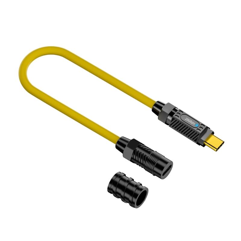 

USB 3.2 20Gbps USB C to USB C Spring Retractable Cable PD3.1 140W Silicone Data Transfer Fast Charging Cable Replacement